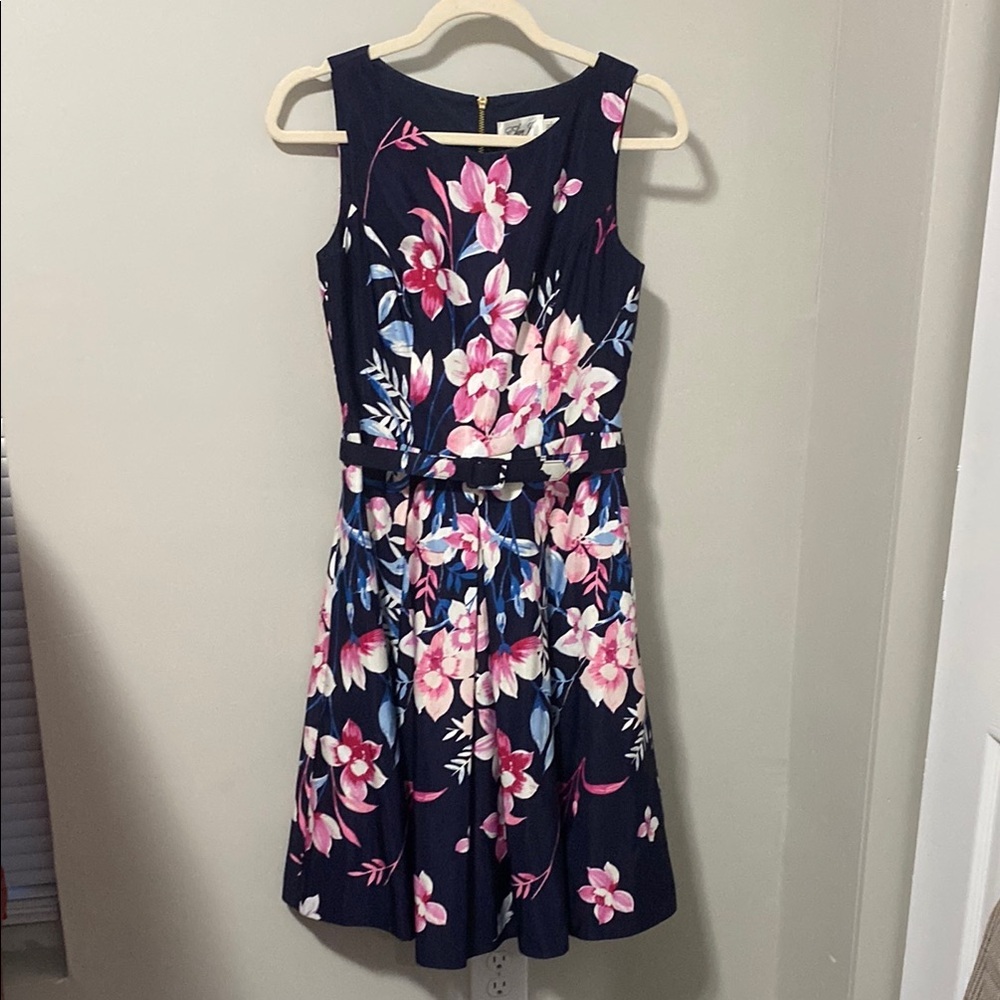 NWOT!‎ Eliza J Blue and Pink Sleeveless A-Line Sundress